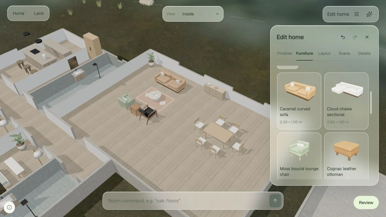 A furnished living and dining room in the Haven interior editor